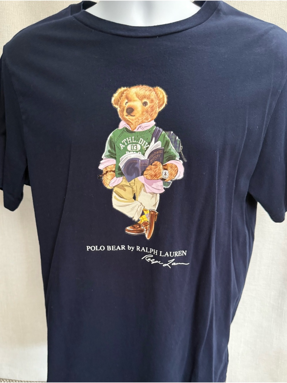 Ralph Lauren Boy's Navy Polo Bear Graphic Tee with Multicolor Bear